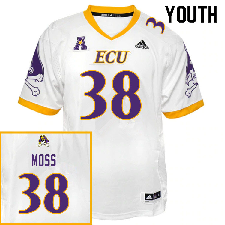 Youth #38 Ty Moss ECU Pirates College Football Jerseys Sale-White